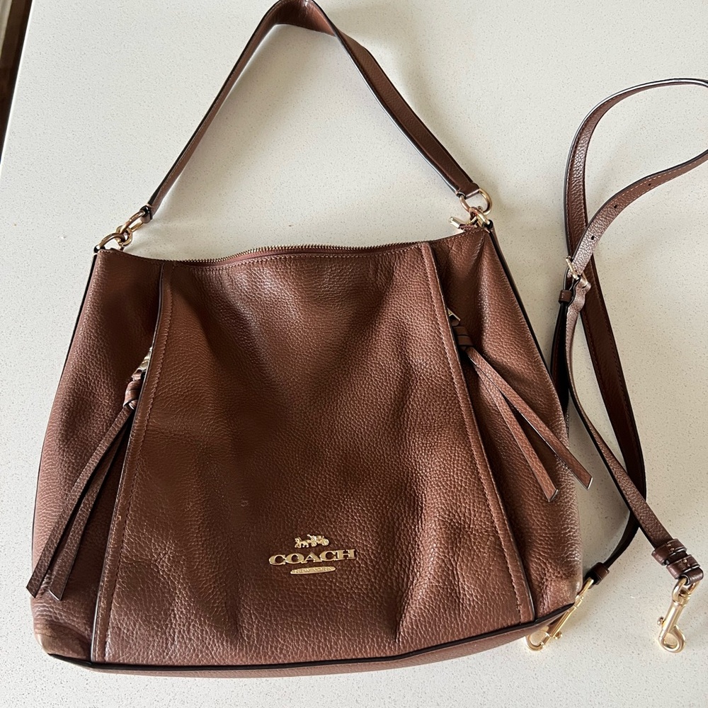 Coach Brown Crossbody Bag with Gold Accents